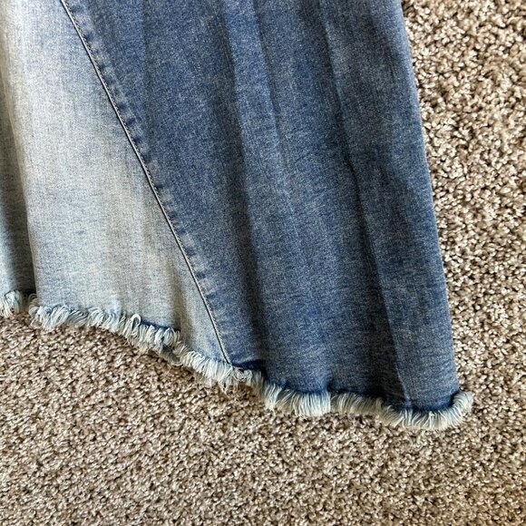 Wash Lab Womens  Size 34 Denim Maxi Skirt With Frayed Hem & Contrast Panels - Picture 10 of 11